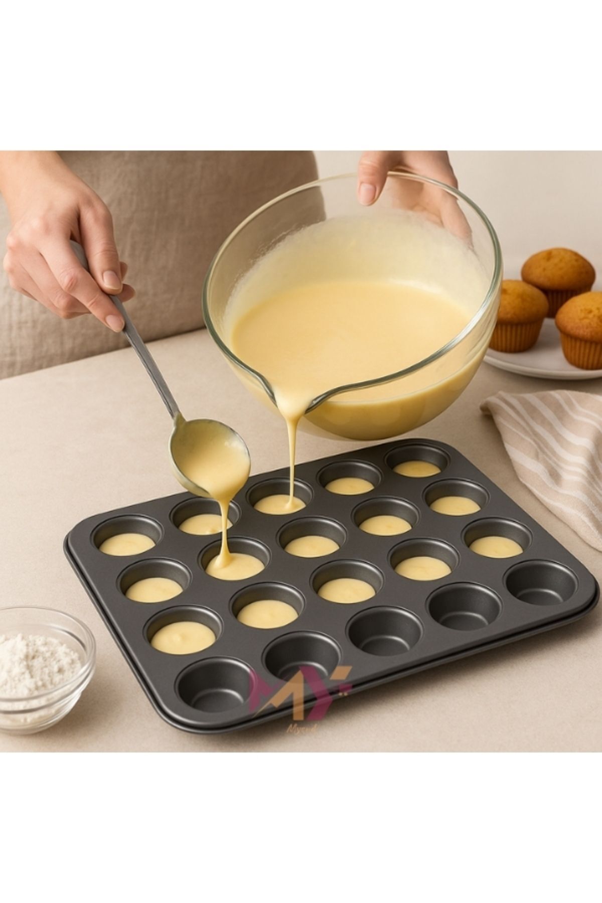 24 Bölmeli Yapışmaz Çelik Muffin Tartolet Mini Kek Kalıbı