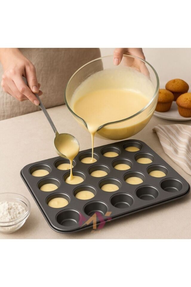 24 Bölmeli Yapışmaz Çelik Muffin Tartolet Mini Kek Kalıbı