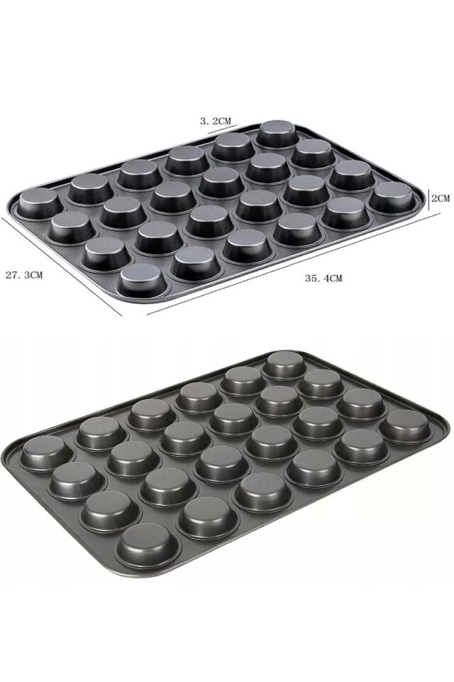 1 Adet Metal 24 Bölmeli Dayanıklı Çok Amaçlı Muffin Cupcake Kapkek Tartolet Fırın Kalıbı