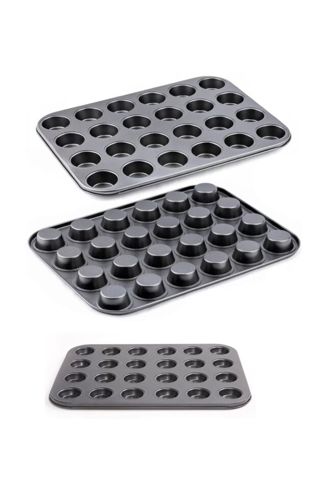 1 Adet Metal 24 Bölmeli Dayanıklı Çok Amaçlı Muffin Cupcake Kapkek Tartolet Fırın Kalıbı