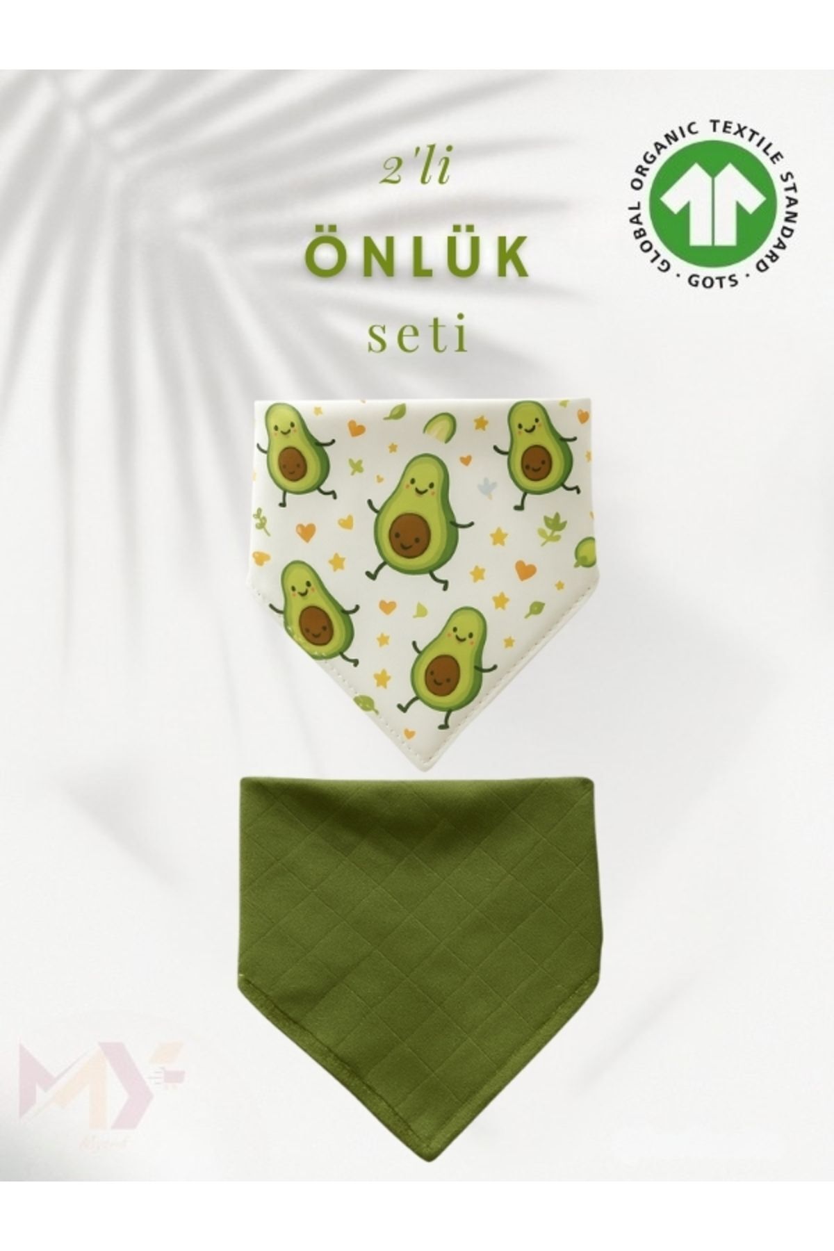 2 Adet Bebek Önlük Seti Mama Önlüğü Çocuk Fular Set %100 Pamuklu Doğal Müslin Kumaş Çift Çıtçıt