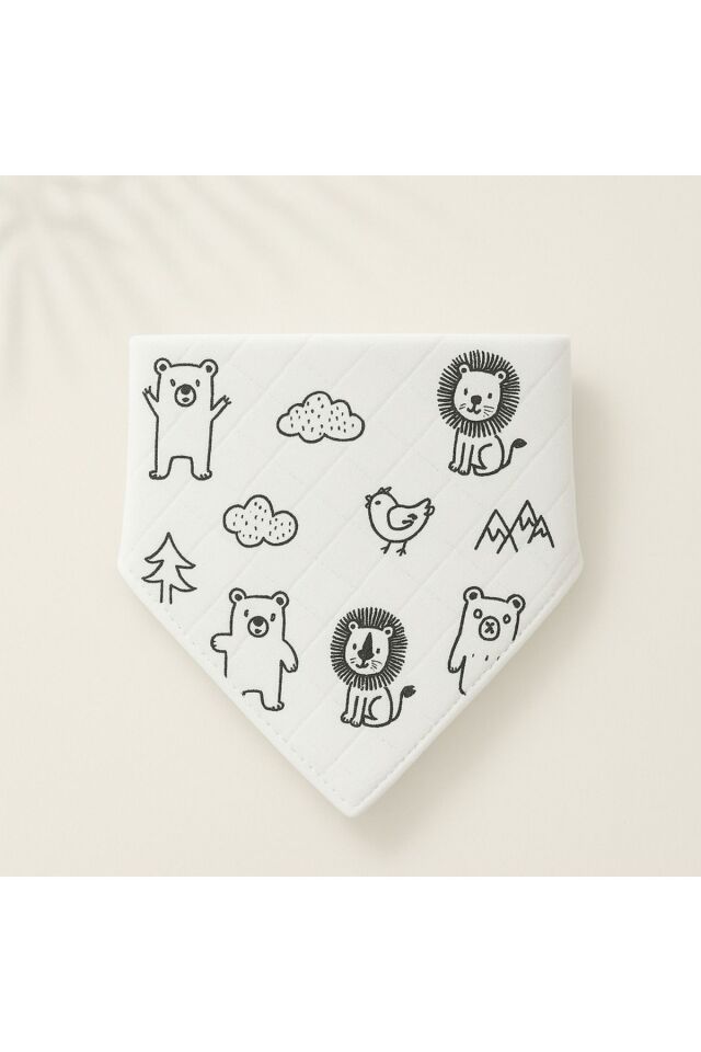 2 Adet Bebek Önlük Seti Müslin Kumaş Pamuklu %100 Doğal Sertifikalı Mama Önlüğü Çocuk Fular Bandana