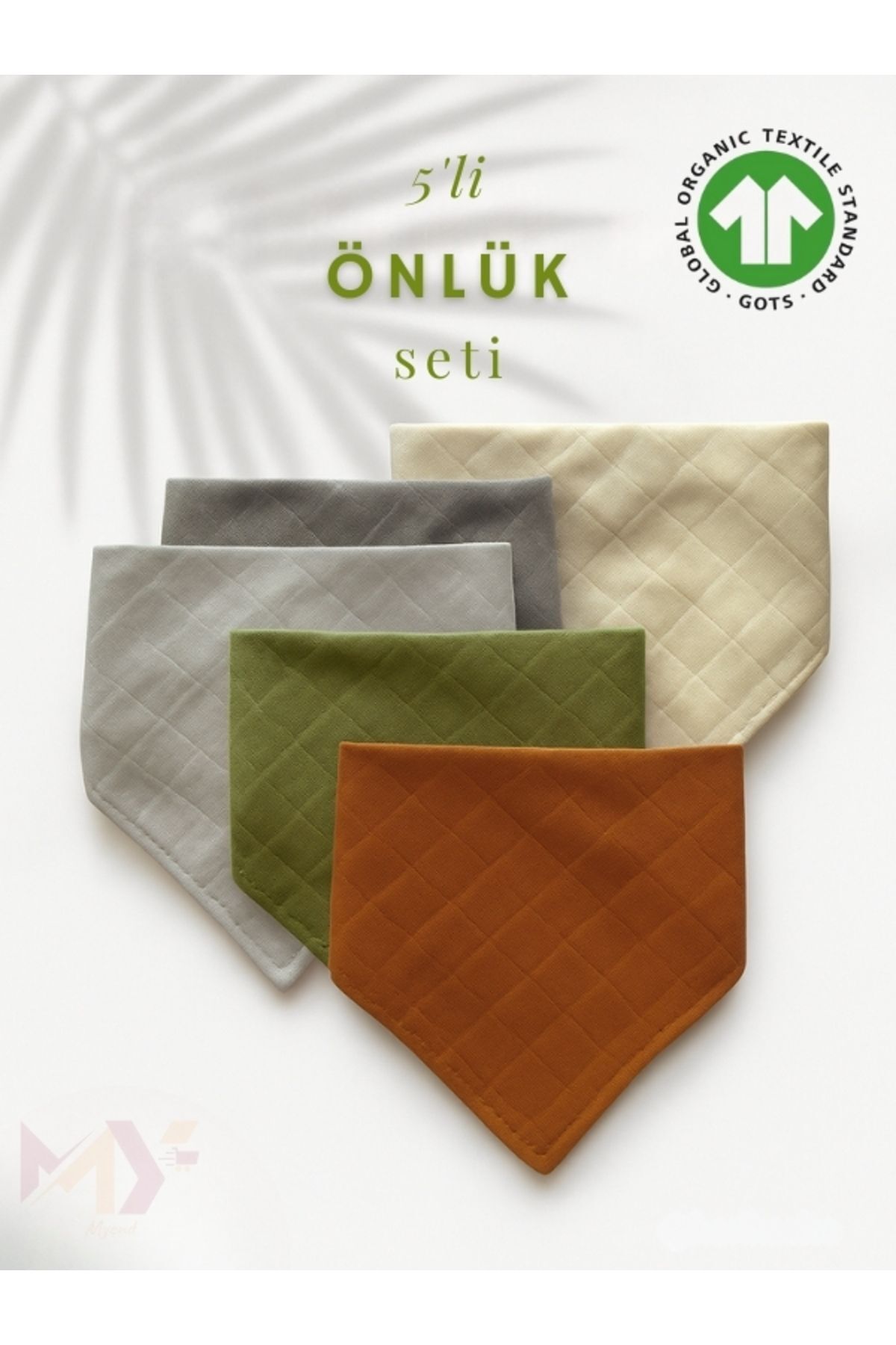 5 Adet Müslin %100 Organik Pamuklu Mama & Salya Önlüğü Bebek Fuları Çift Çıtçıtlı