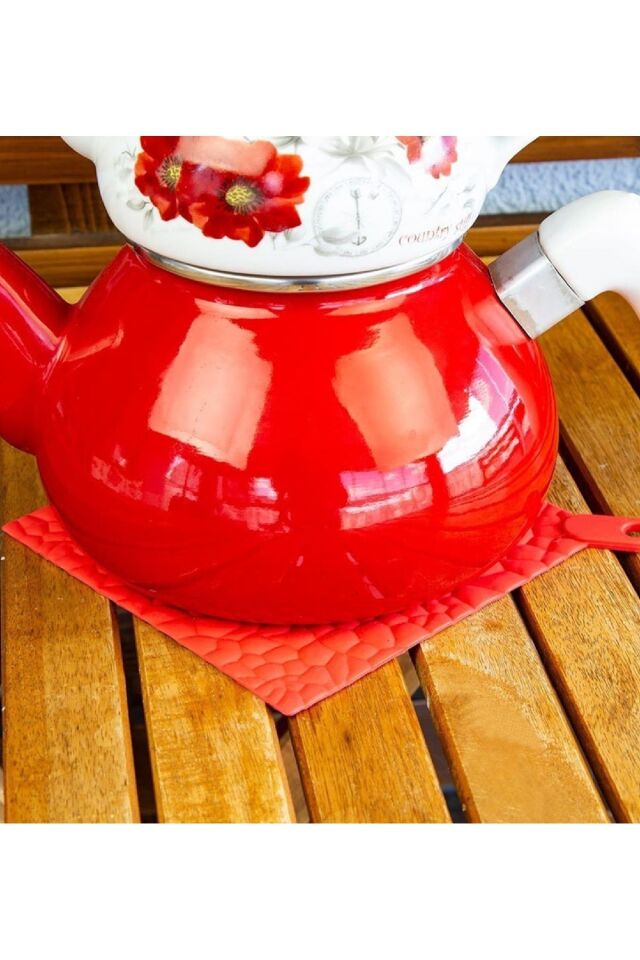 Decobella Silikon Nihale Çaydanlık Tencere Altlığı Kabartma Desenli Nihale 16x16cm Kare Nihale