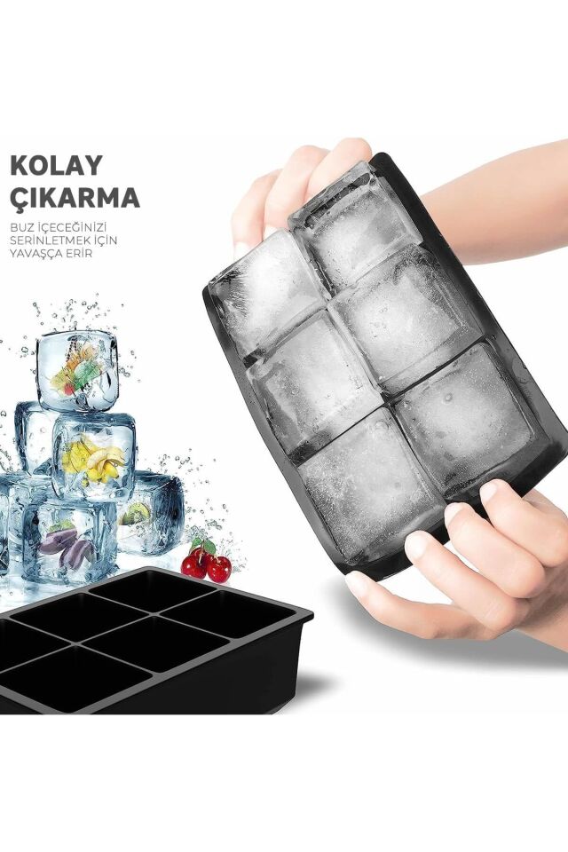 2 Adet XL Küp Buz Kalıbı, Kokteyl Soğuk İçecek Kahve İçin Dev Buz Küpleri
