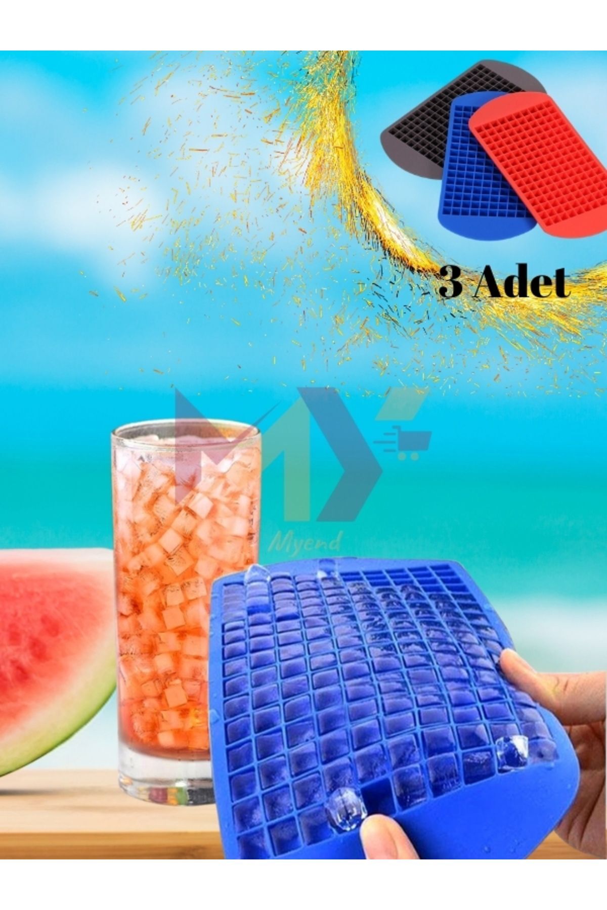 3 Adet Mini Buz Kalıbı Set, 3'lü Buz Kalıbı Seti, 160'lı Mini Buz Kalıbı