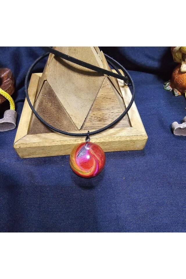 Özel Tasarım Ebru Epoksi Kolye Renkli