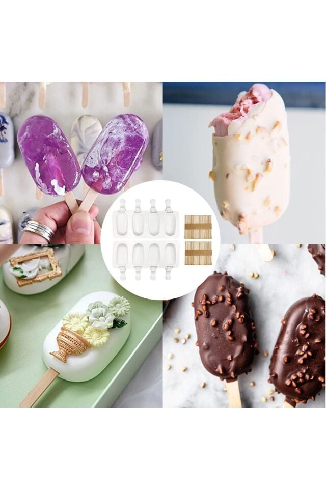2 Adet Magnum Dondurma Kalıbı - 4'lü Büyük Boy Pratik Magnum Silikon Dondurma Kalıbı Antrasit
