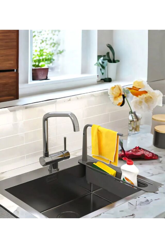 Teleskopik Lavabo Organizatörü, Ayarlanabilir Mutfak ve Banyo Lavabo Organizatörü 28x43cm