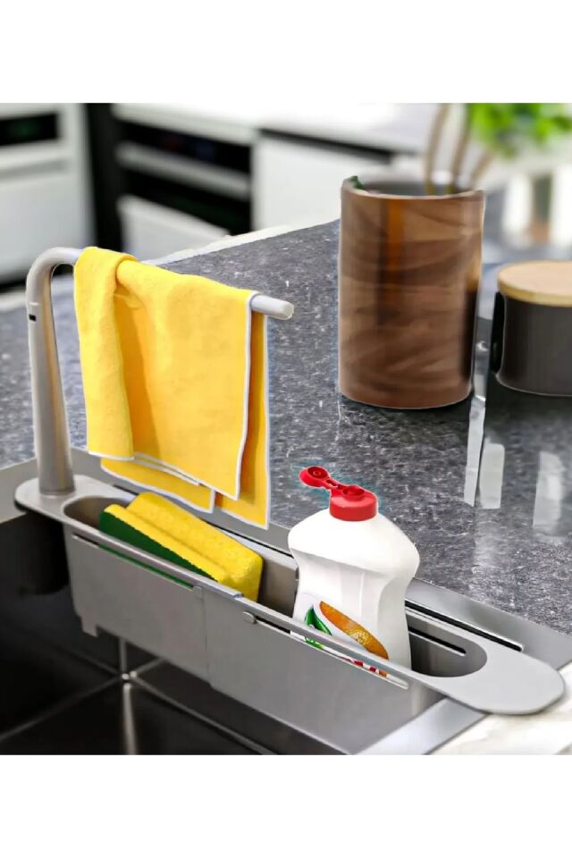 Teleskopik Lavabo Organizatörü, Ayarlanabilir Mutfak ve Banyo Lavabo Organizatörü 28x43cm