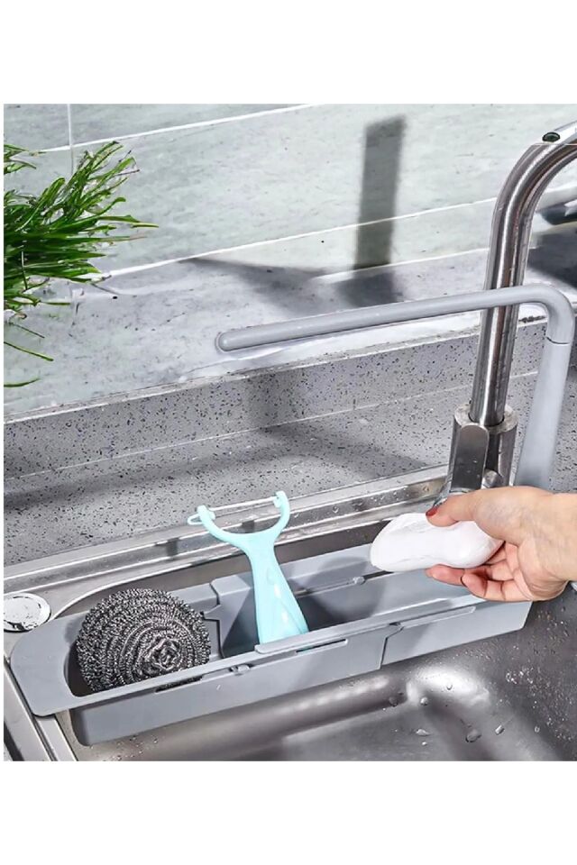 Teleskopik Lavabo Organizatörü, Ayarlanabilir Mutfak ve Banyo Lavabo Organizatörü 28x43cm