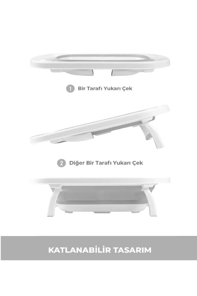 3'lü Set Katlanır Bebek Küvet Seti Bebek Banyo Küveti 50 Litre Katlanır Kova 12,8 Litre Maşrapa Set