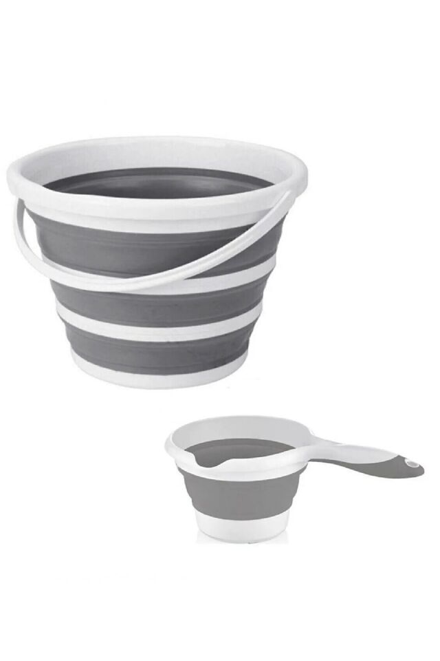 3'lü Set Katlanır Bebek Küvet Seti Bebek Banyo Küveti 50 Litre Katlanır Kova 12,8 Litre Maşrapa Set