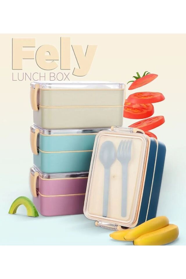 Mavi Fely 900 ml Beslenme Kabı Seti & Saklama Kabı & Lunch Box Beslenme Kutusu Yeni Nesil Sefer Tası