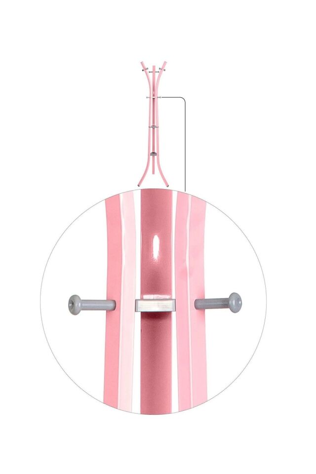 Metal Lobby Ayaklı Portmanto Askılık Pembe 40 cm 185 cm Lüks Lüx Askılık