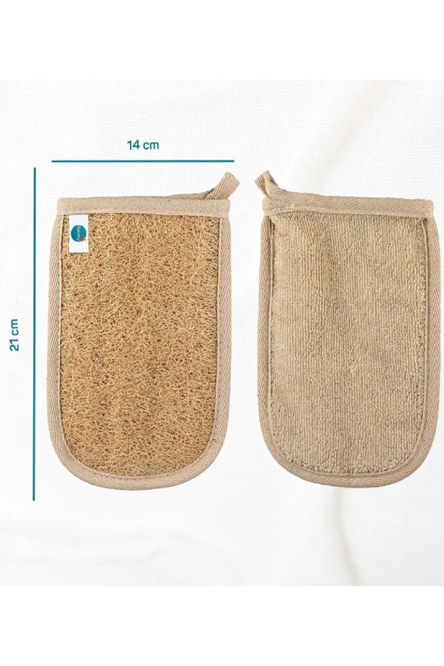 Doğal Kabak Lifli Duş Banyo Kesesi, Banyo Eldiveni Çift Taraflı Eldiven, 21 X 15