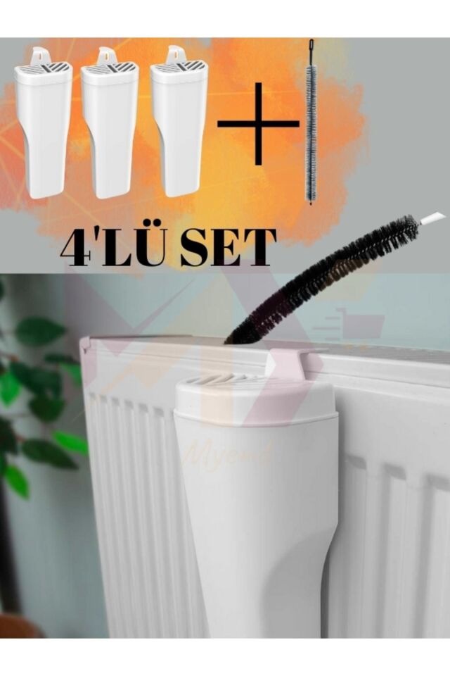4'lü Set, 3 Adet Kalorifer Petek Suluğu ve 1 Adet Petek Temizleme Fırçası Deco