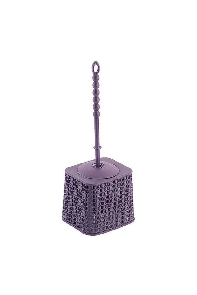 5'li Banyo Seti, Örgü Sepet Kutu Çamaşırlık Çöp Kovası ve Fırça Set, Mürdüm, EH-409