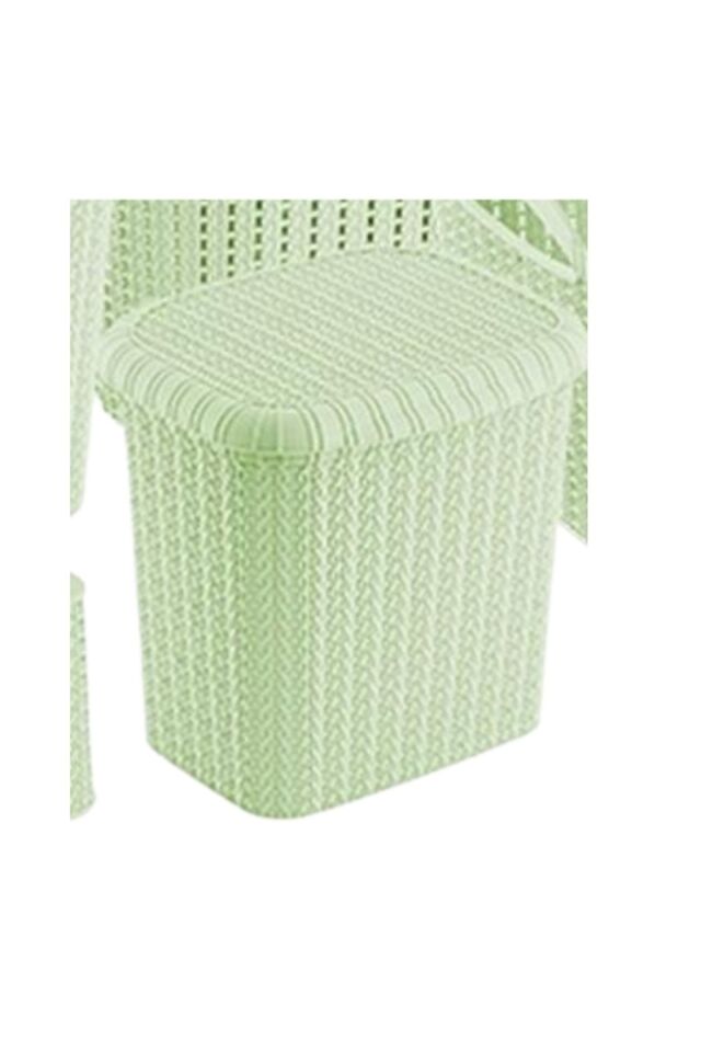 5'li Banyo Seti, Örgü Sepet Kutu Çamaşırlık Çöp Kovası ve Fırça Set, Yeşil, EH-409