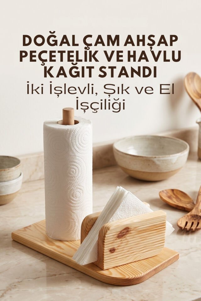 El Yapımı Doğal Ahşap Peçete ve Havlu Kağıt Standı, Peçetelik