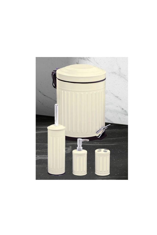 Tuvalet Banyo Mutfak Balkon Nostalji Krem 5 Litre Çöp Kovası Emayhome EH-614 04