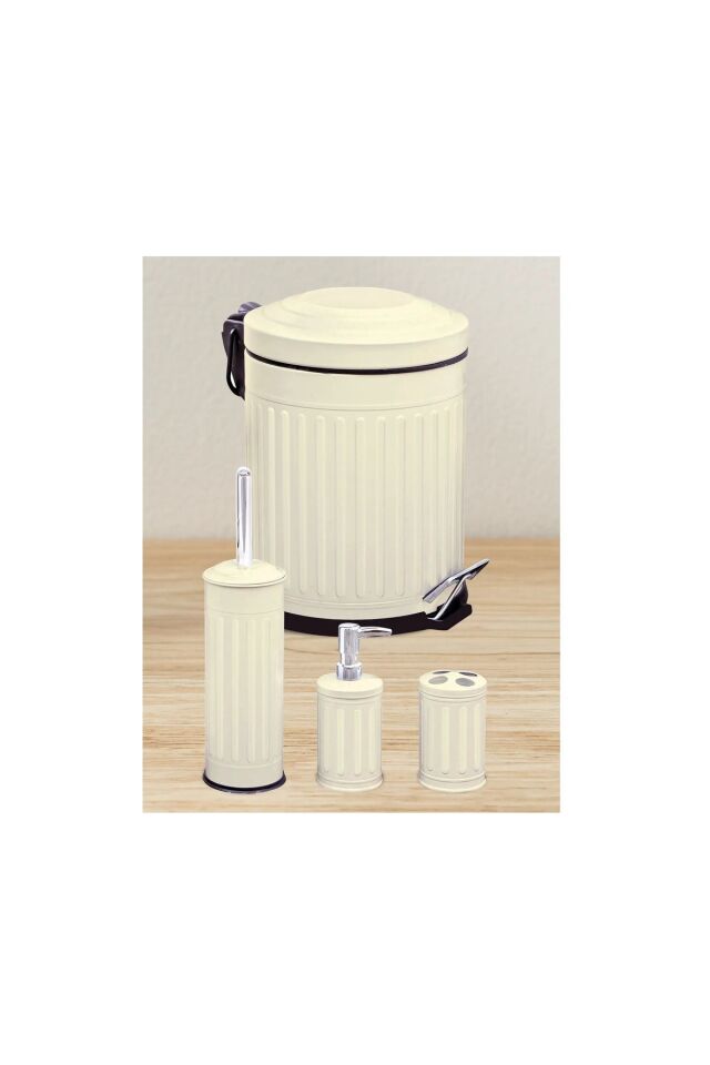 Tuvalet Banyo Mutfak Balkon Nostalji Krem 5 Litre Çöp Kovası Emayhome EH-614 04