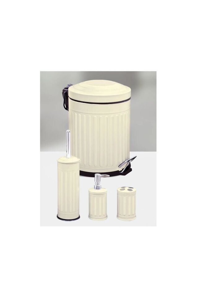 Tuvalet Banyo Mutfak Balkon Nostalji Krem 5 Litre Çöp Kovası Emayhome EH-614 04
