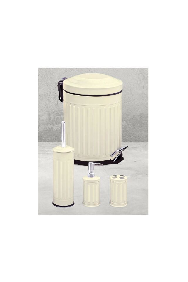 Tuvalet Banyo Mutfak Balkon Nostalji Krem 5 Litre Çöp Kovası Emayhome EH-614 04