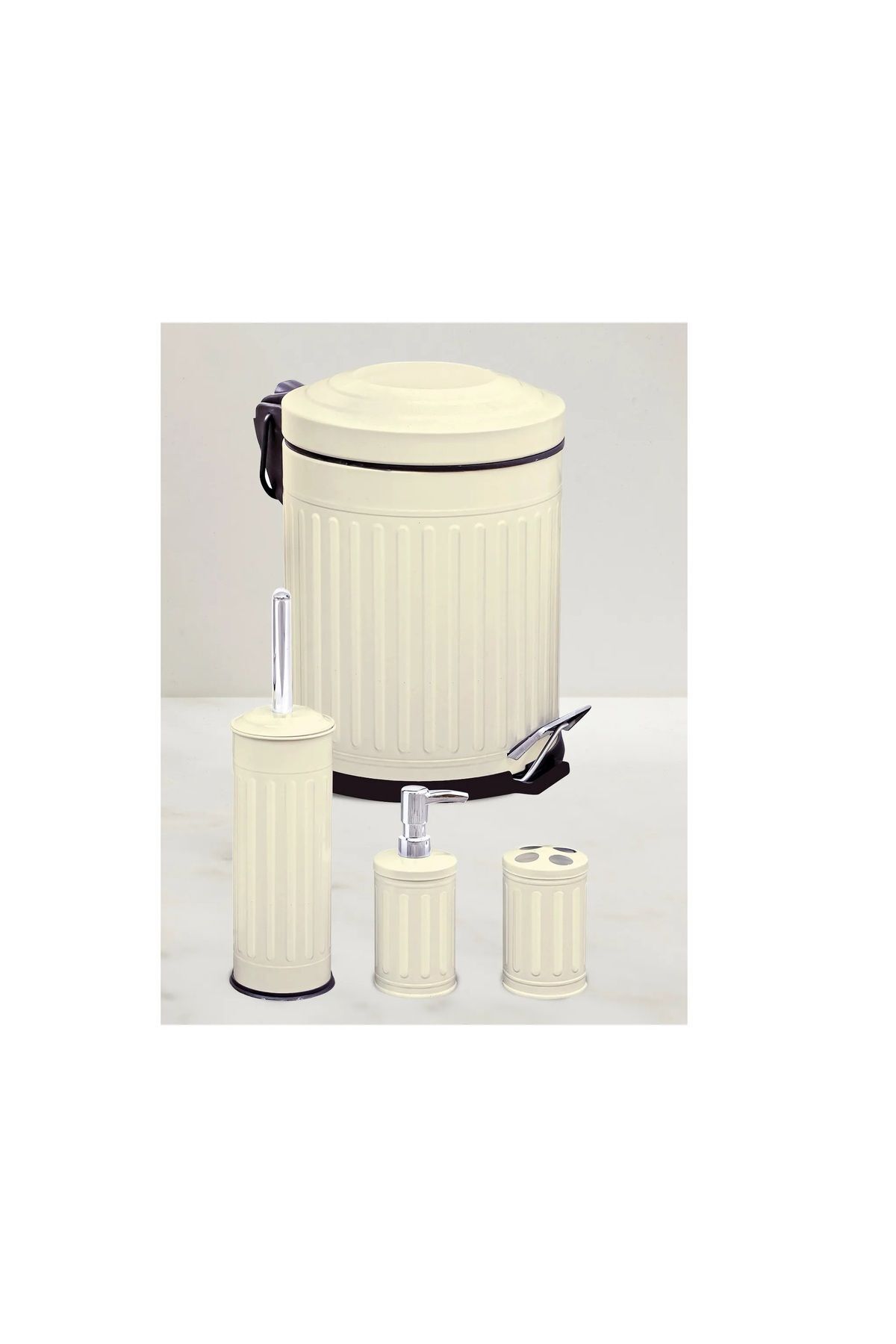 Tuvalet Banyo Mutfak Balkon Nostalji Krem 5 Litre Çöp Kovası Emayhome EH-614 04