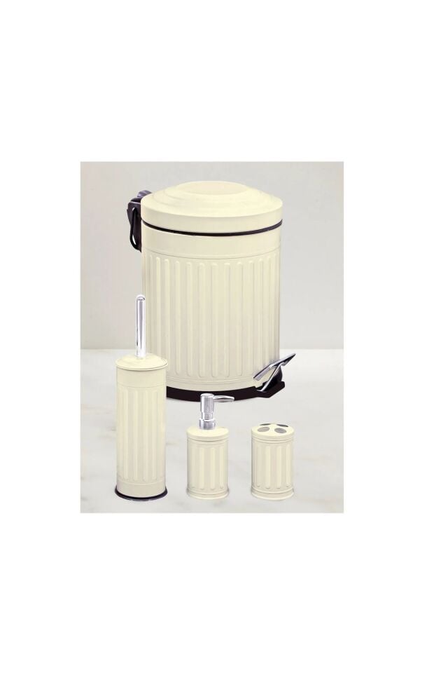 Tuvalet Banyo Mutfak Balkon Nostalji Krem 5 Litre Çöp Kovası Emayhome EH-614 04