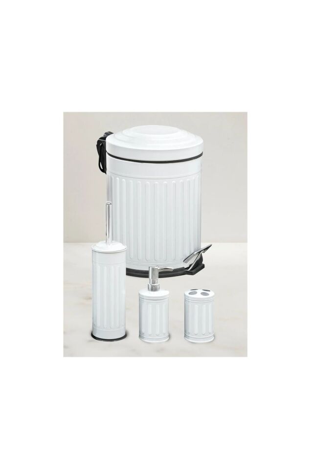 Tuvalet Banyo Mutfak Balkon Nostalji Beyaz 5 Litre Çöp Kovası Emayhome EH-614 01