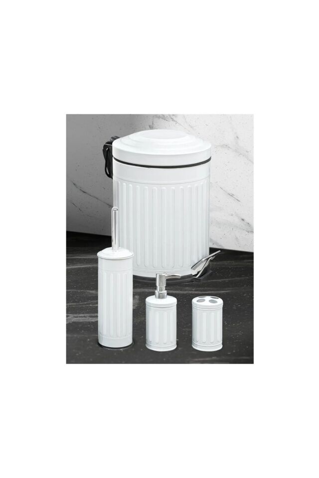 Tuvalet Banyo Mutfak Balkon Nostalji Beyaz 5 Litre Çöp Kovası Emayhome EH-614 01