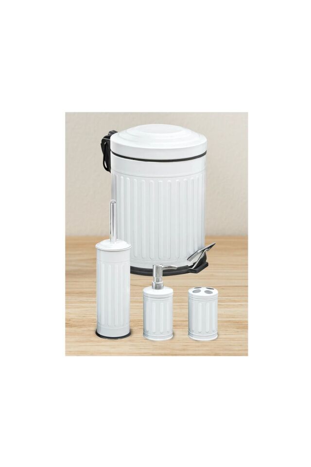 Tuvalet Banyo Mutfak Balkon Nostalji Beyaz 5 Litre Çöp Kovası Emayhome EH-614 01