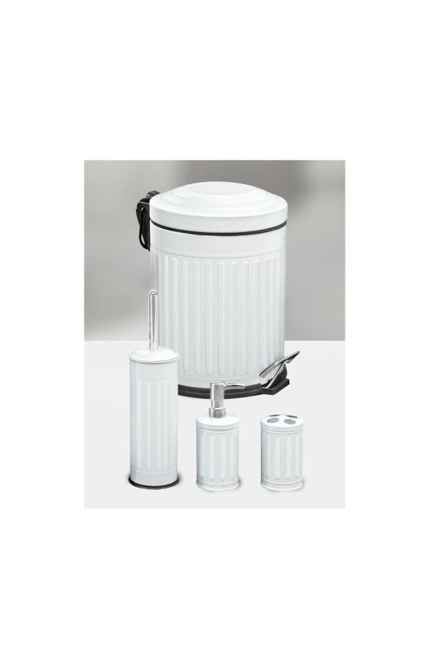 Tuvalet Banyo Mutfak Balkon Nostalji Beyaz 5 Litre Çöp Kovası Emayhome EH-614 01