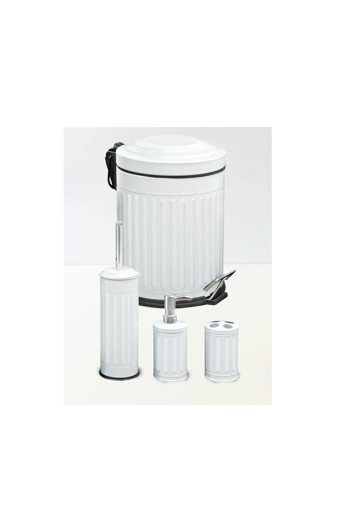 Tuvalet Banyo Mutfak Balkon Nostalji Beyaz 5 Litre Çöp Kovası Emayhome EH-614 01