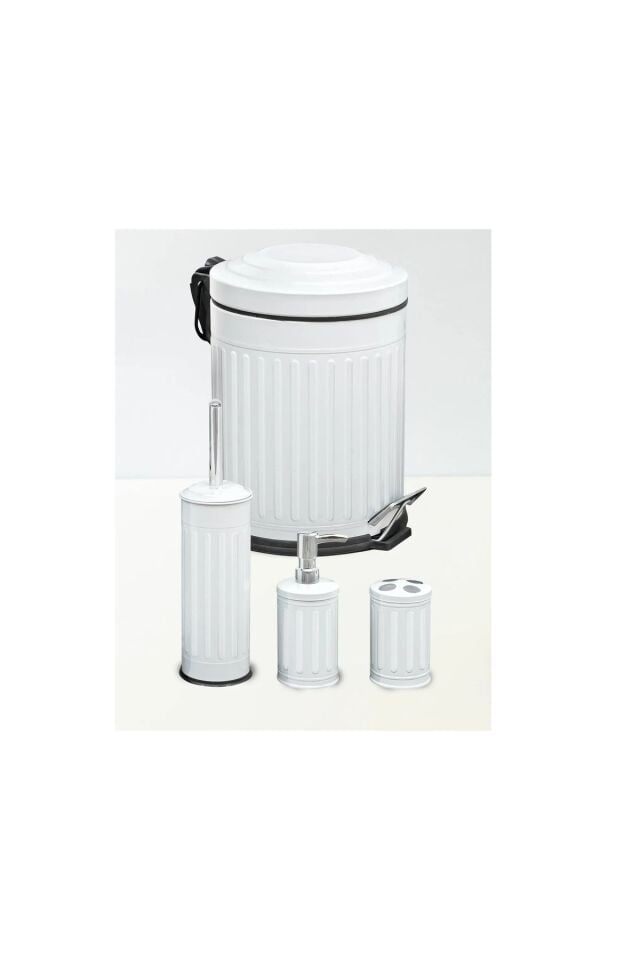Tuvalet Banyo Mutfak Balkon Nostalji Beyaz 5 Litre Çöp Kovası Emayhome EH-614 01
