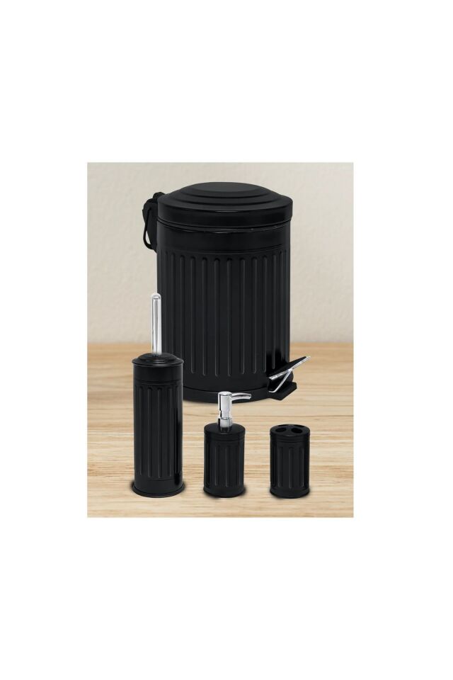 Tuvalet Banyo Mutfak Balkon Nostalji Siyah 5 Litre Çöp Kovası Emayhome EH-614 02