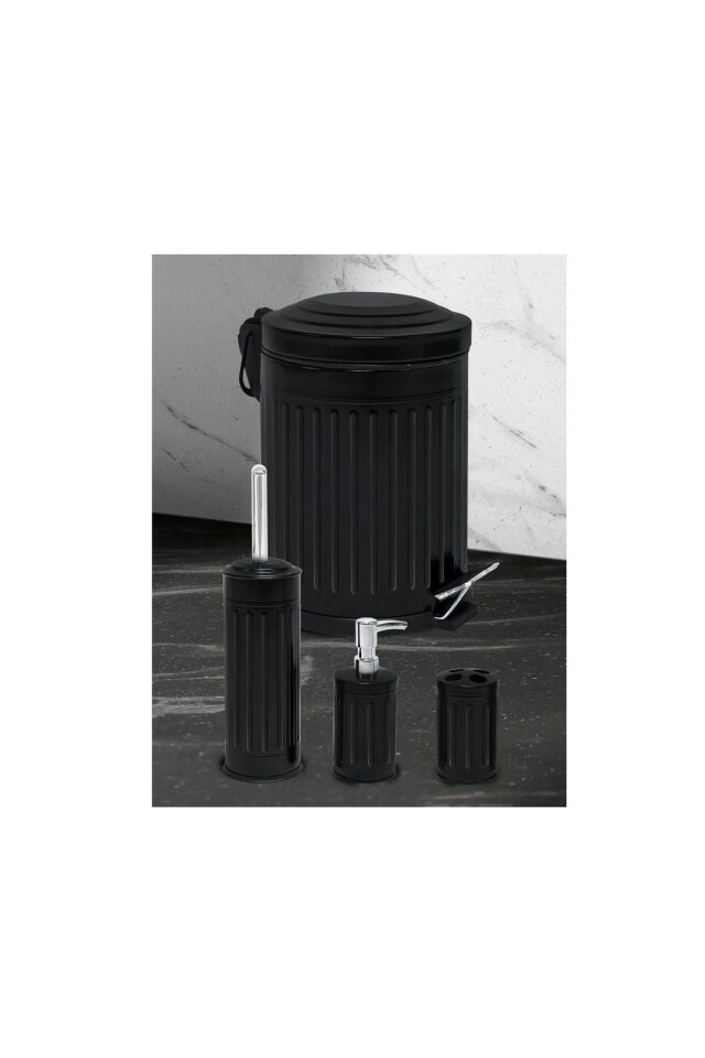 Tuvalet Banyo Mutfak Balkon Nostalji Siyah 5 Litre Çöp Kovası Emayhome EH-614 02