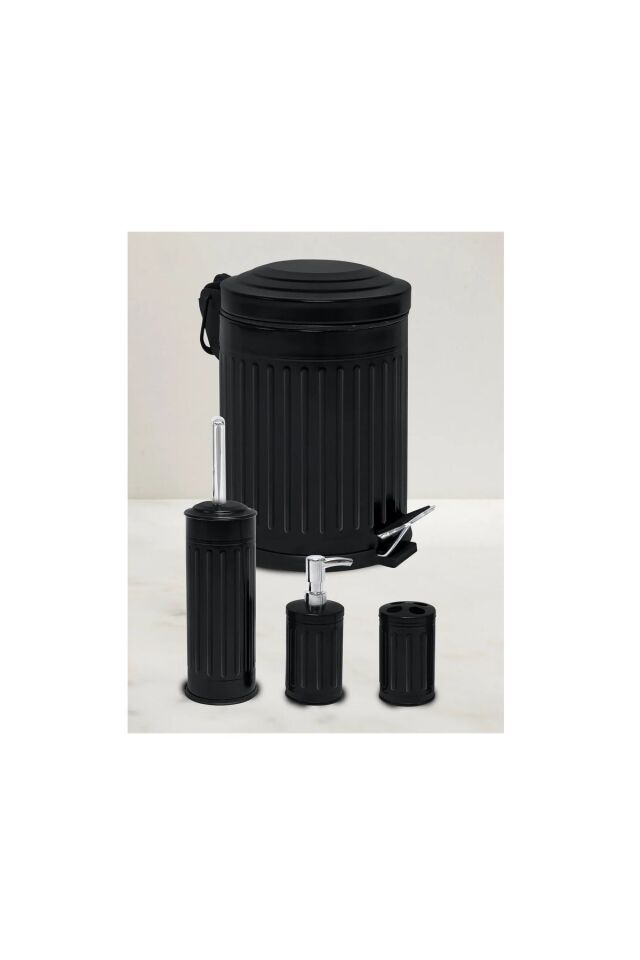 Tuvalet Banyo Mutfak Balkon Nostalji Siyah 5 Litre Çöp Kovası Emayhome EH-614 02