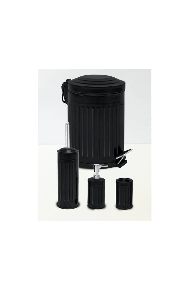 Tuvalet Banyo Mutfak Balkon Nostalji Siyah 5 Litre Çöp Kovası Emayhome EH-614 02
