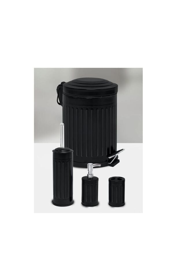 Tuvalet Banyo Mutfak Balkon Nostalji Siyah 5 Litre Çöp Kovası Emayhome EH-614 02