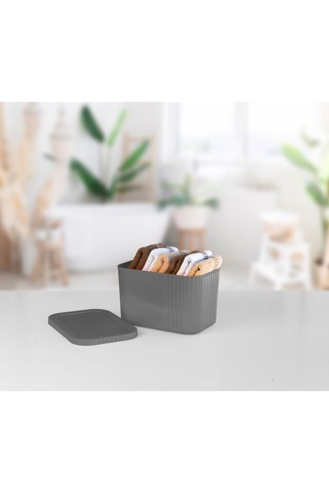 Dükkanönü Çok Amaçlı Kapaklı Midi Box Saklama Mutfak Banyo Makyaj Saklama Kutusu 6 Litre
