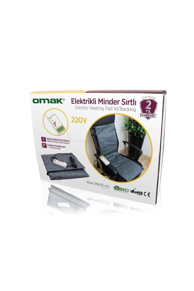 Sırtlı Elektrikli Isıtıcılı Sandalye Koltuk Minderi, Dijital Kumandalı Kademeli Isı Ayarlı Minder