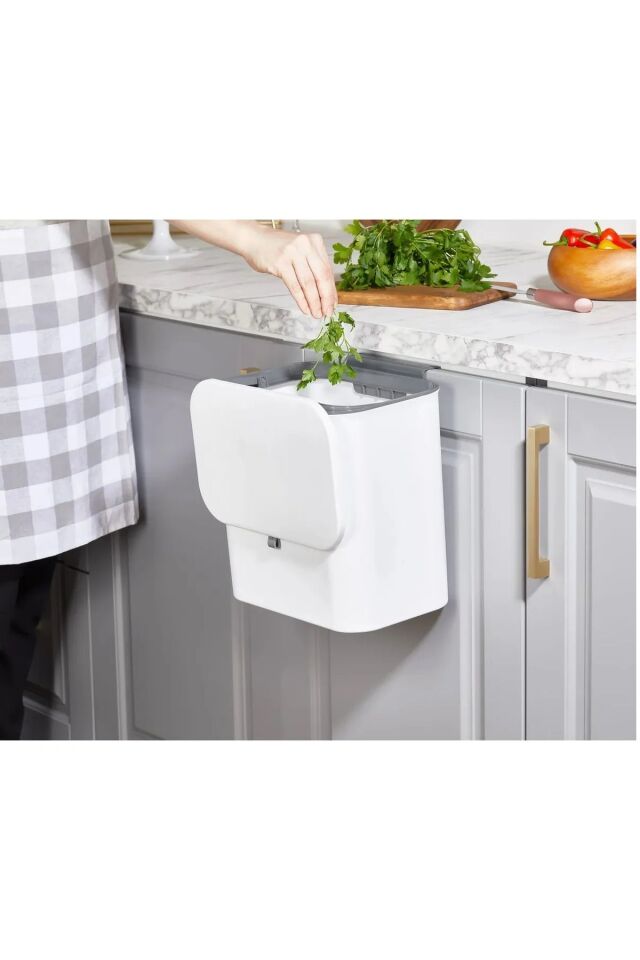 Antrasit Fonksiyonel Kapaklı Dolap Içi Yapışkanlı Çöp Kovası 15 Litre Siyah