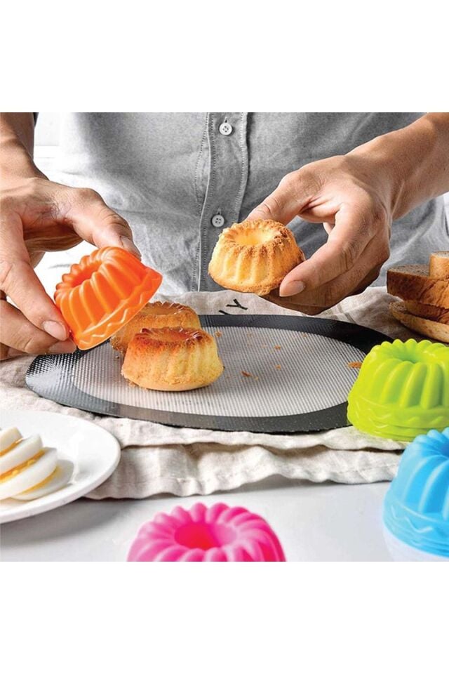 6'lı Silikon Küçük Muffin Kek Kalıbı %100 Yanmaz Silikon