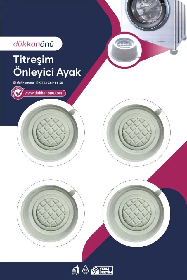 4'lü Çamaşır Bulaşık Makinesi Titreşim Önleyici Ayak, Makine Titreşim Engelleyici Ayaklık