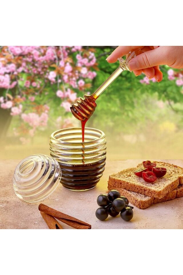 Bal Kavanozu & Bal Kaşığı, Kristal Bal Reçel Pekmez Kavanozu ve Kaşığı