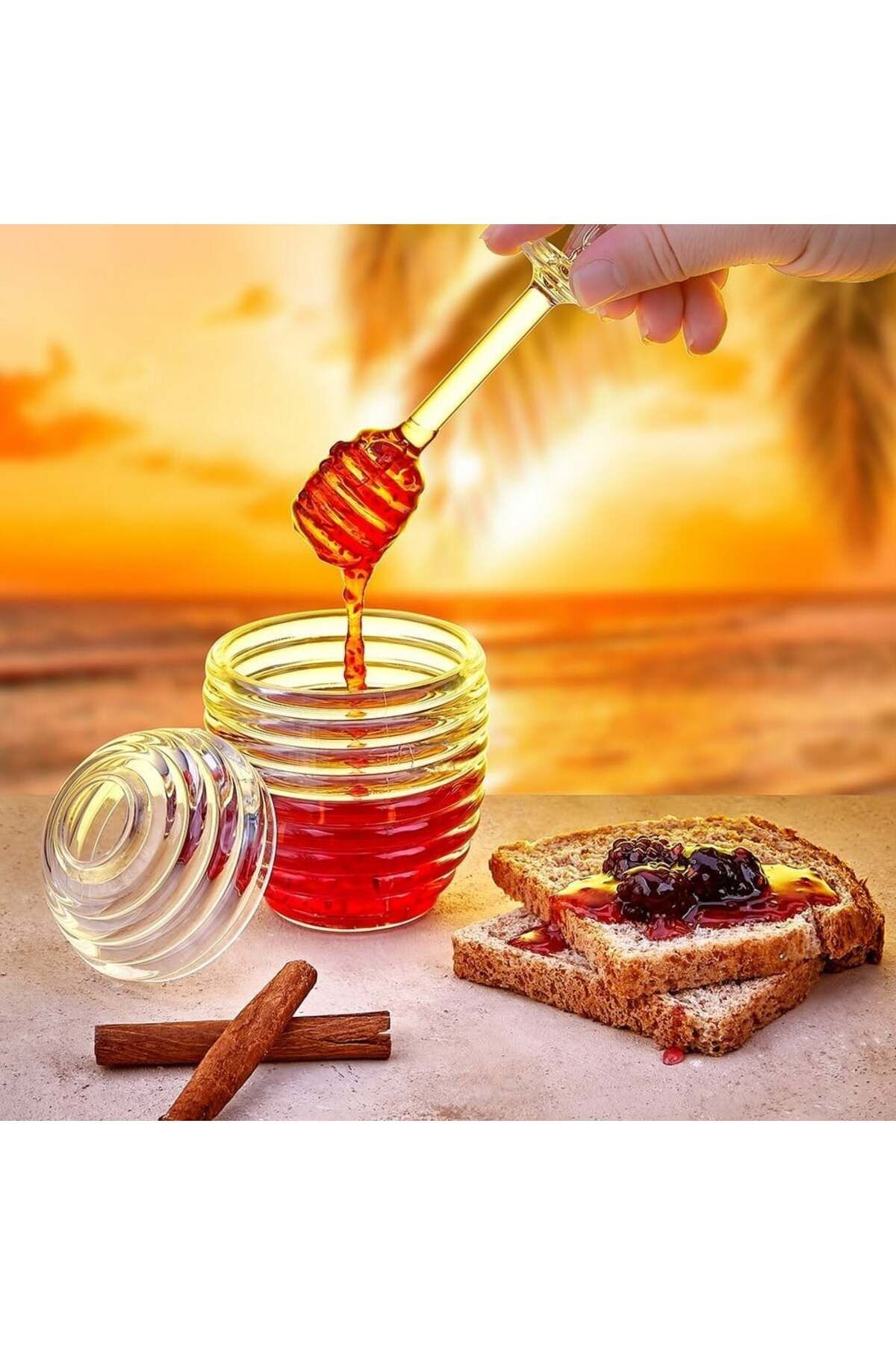Bal Kavanozu & Bal Kaşığı, Kristal Bal Reçel Pekmez Kavanozu ve Kaşığı