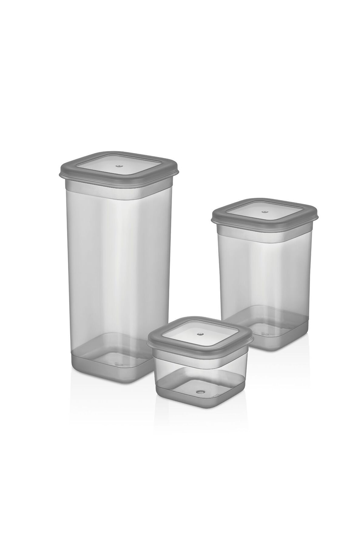 Simple Gıda Saklama Kabı (3 Adet) (Grey) 0,60 Lt 1,30 Lt  1,90 Lt Org-433-Gr