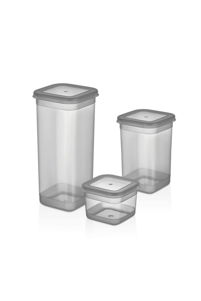 Simple Gıda Saklama Kabı (3 Adet) (Grey) 0,60 Lt 1,30 Lt  1,90 Lt Org-433-Gr